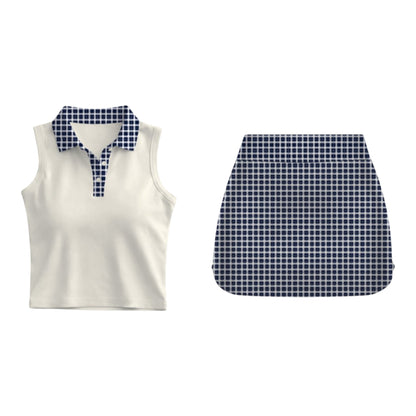 Navy Gingham Court Set