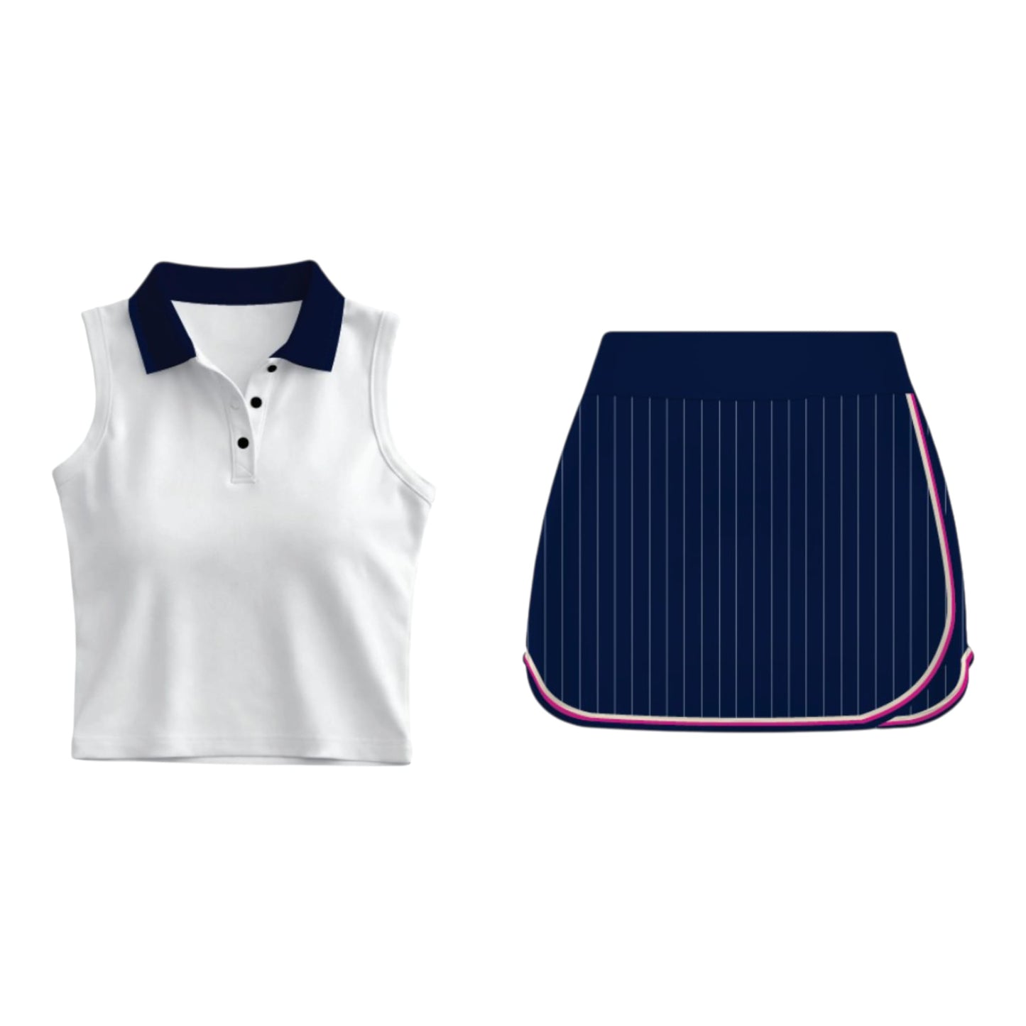 Navy Pinstripe Court Set